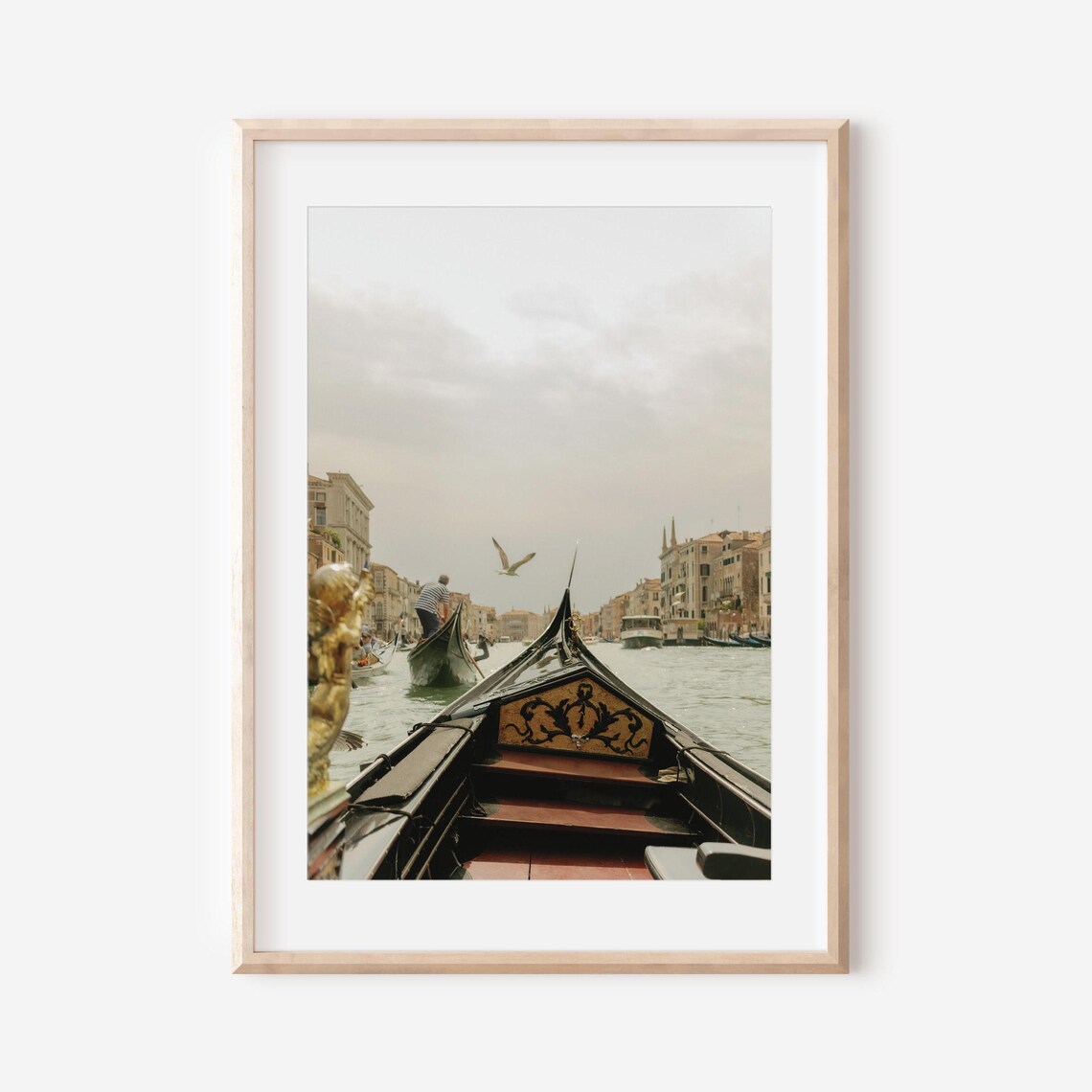 Venice Grand Canal Gondola Ride Gondolier Seagull Scene Poster
