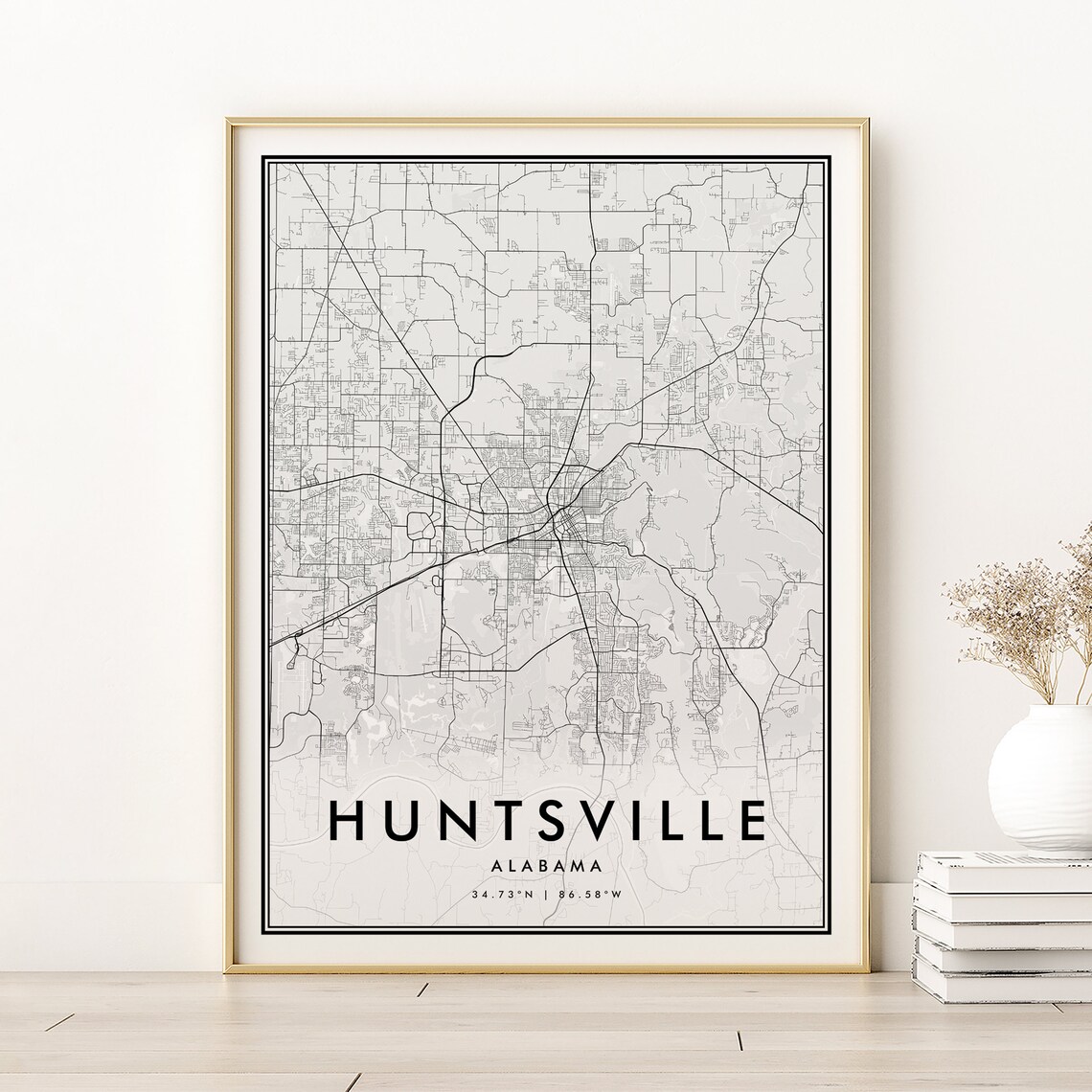 Huntsville Alabama Map Print, Minimalist City Map