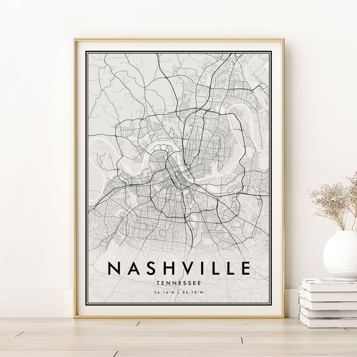 Nashville Map Art Print, Tennessee City Gift