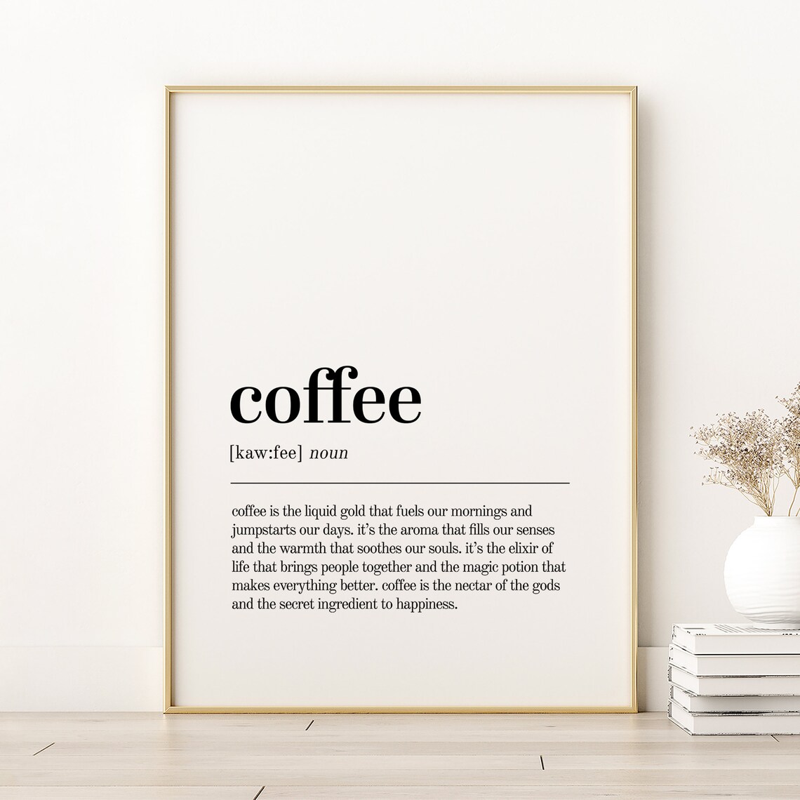 Coffee Definition Minimalist Quote Poster Print