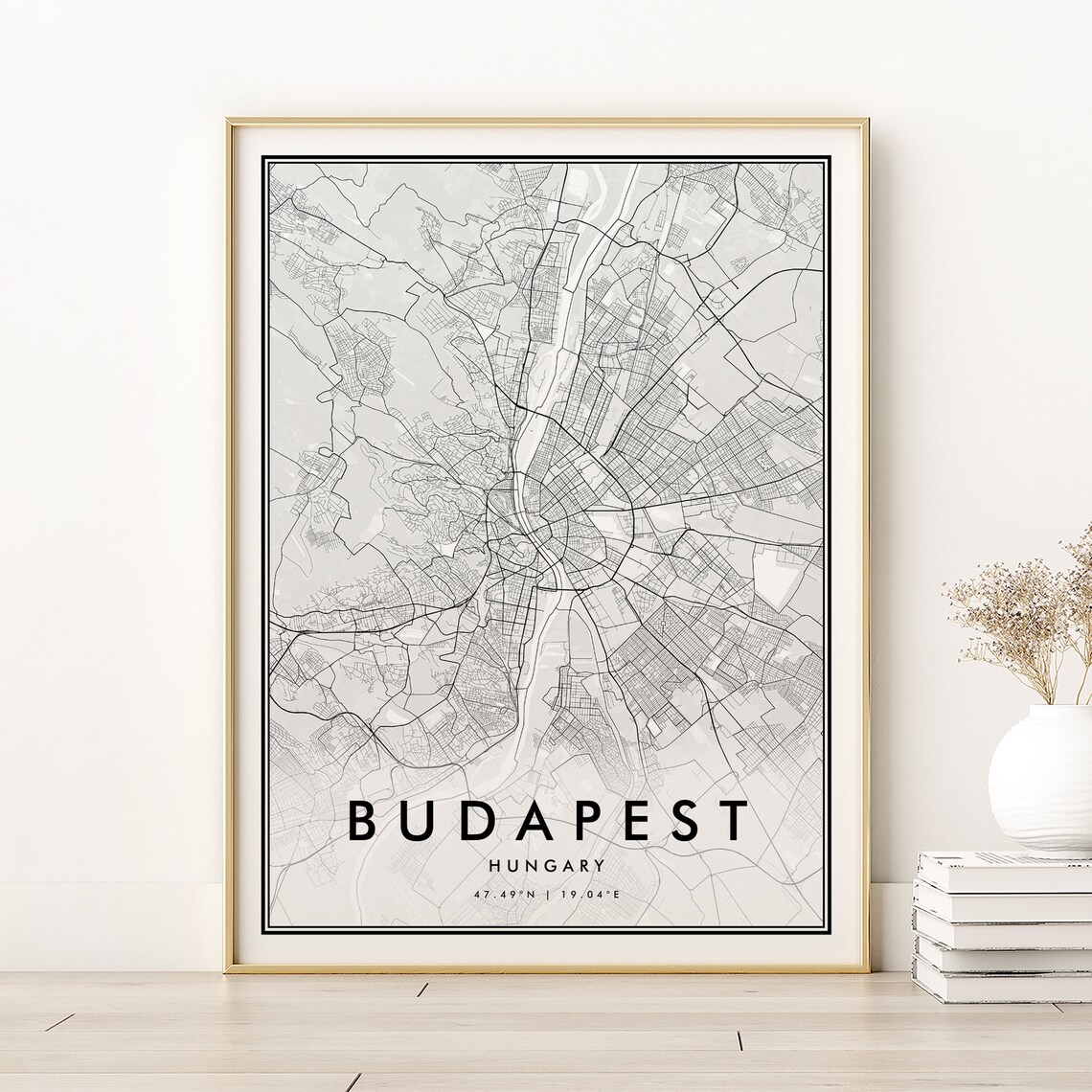 Budapest Map Print, Retro Hungary City Poster