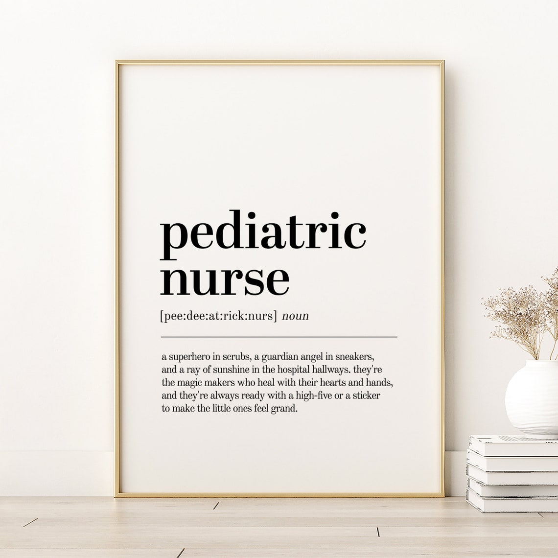 Pediatric Nurse Superhero in Scrubs Dictionary Definition Poster