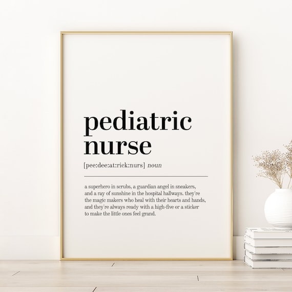Pediatric Nurse Superhero in Scrubs Dictionary Definition Poster