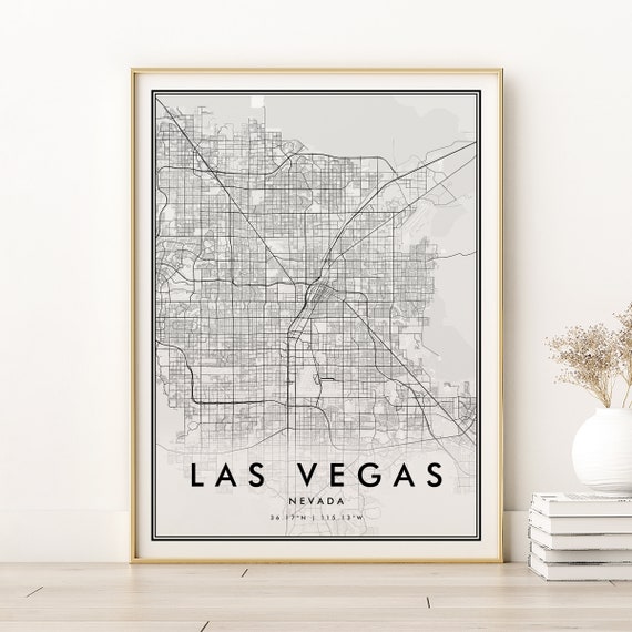 Las Vegas Map Print, Retro Nevada City Poster