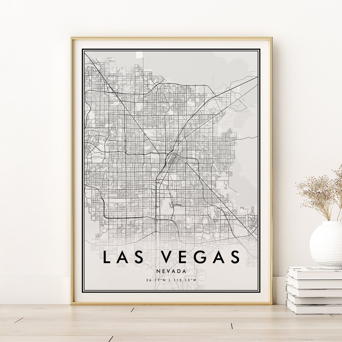 Las Vegas Map Print, Retro Nevada City Poster