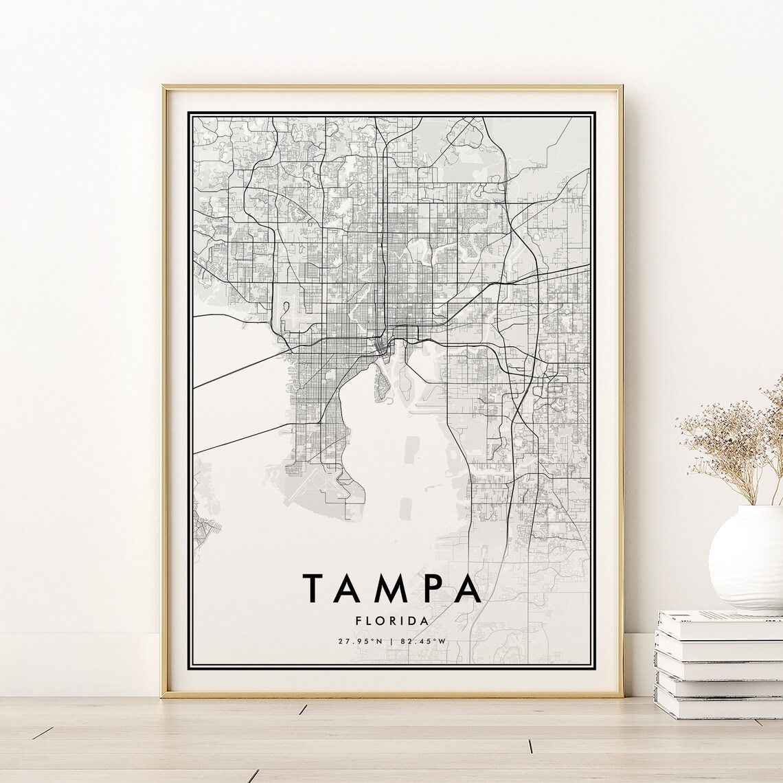 Tampa Map Print, Florida City Minimalist Poster