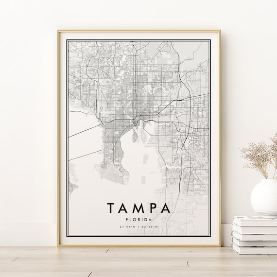 Tampa Map Print, Florida City Minimalist Poster