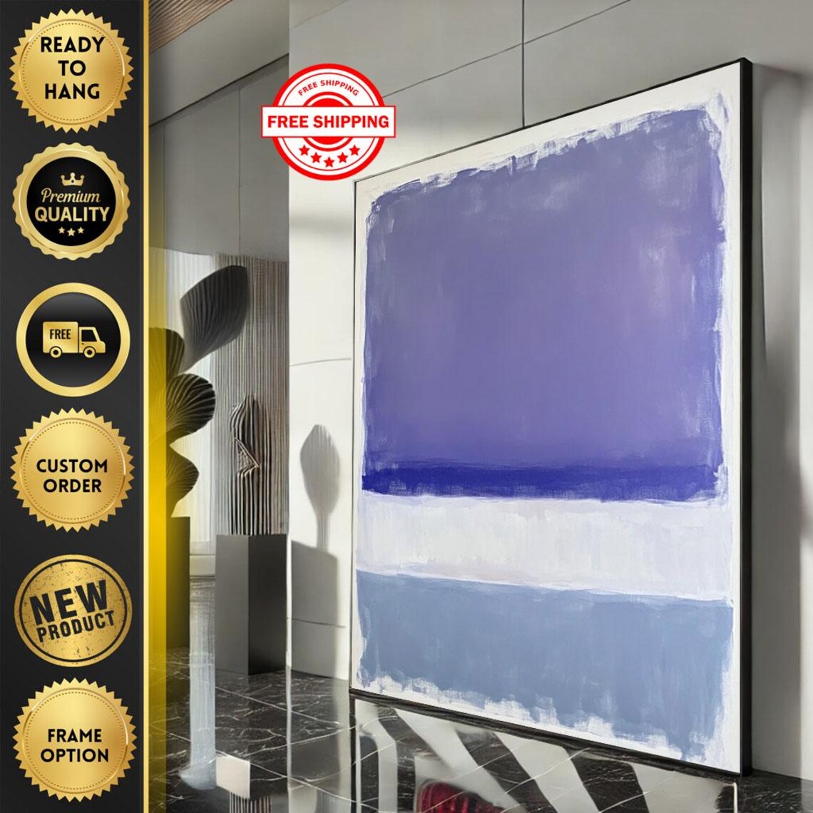 Mark Rothko Inspired Blue Violet And White Color Field Art Poster