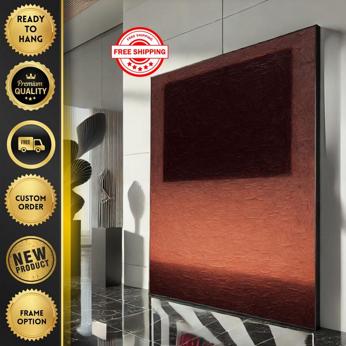 Rothko Style Dark Maroon Ember Red Smoldering Color Field Poster