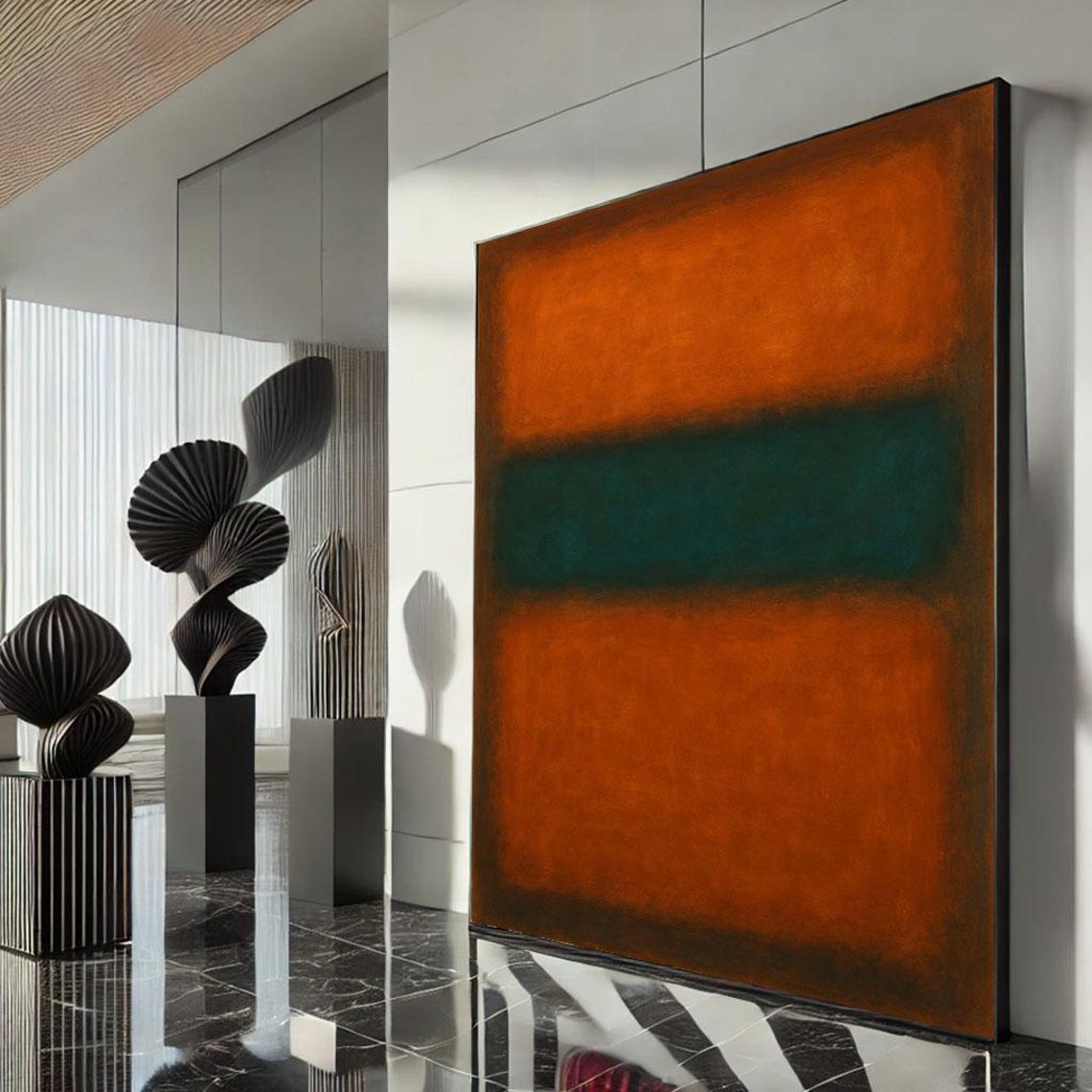 Rothko Style Color Field Abstract Burnt Orange Deep Green Poster