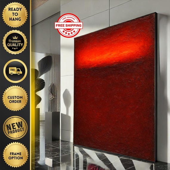 Mark Rothko Inspired Red And Black Canvas Bold Color Field Painting Reproduction For Modern Living Room Decor Ready To Hang