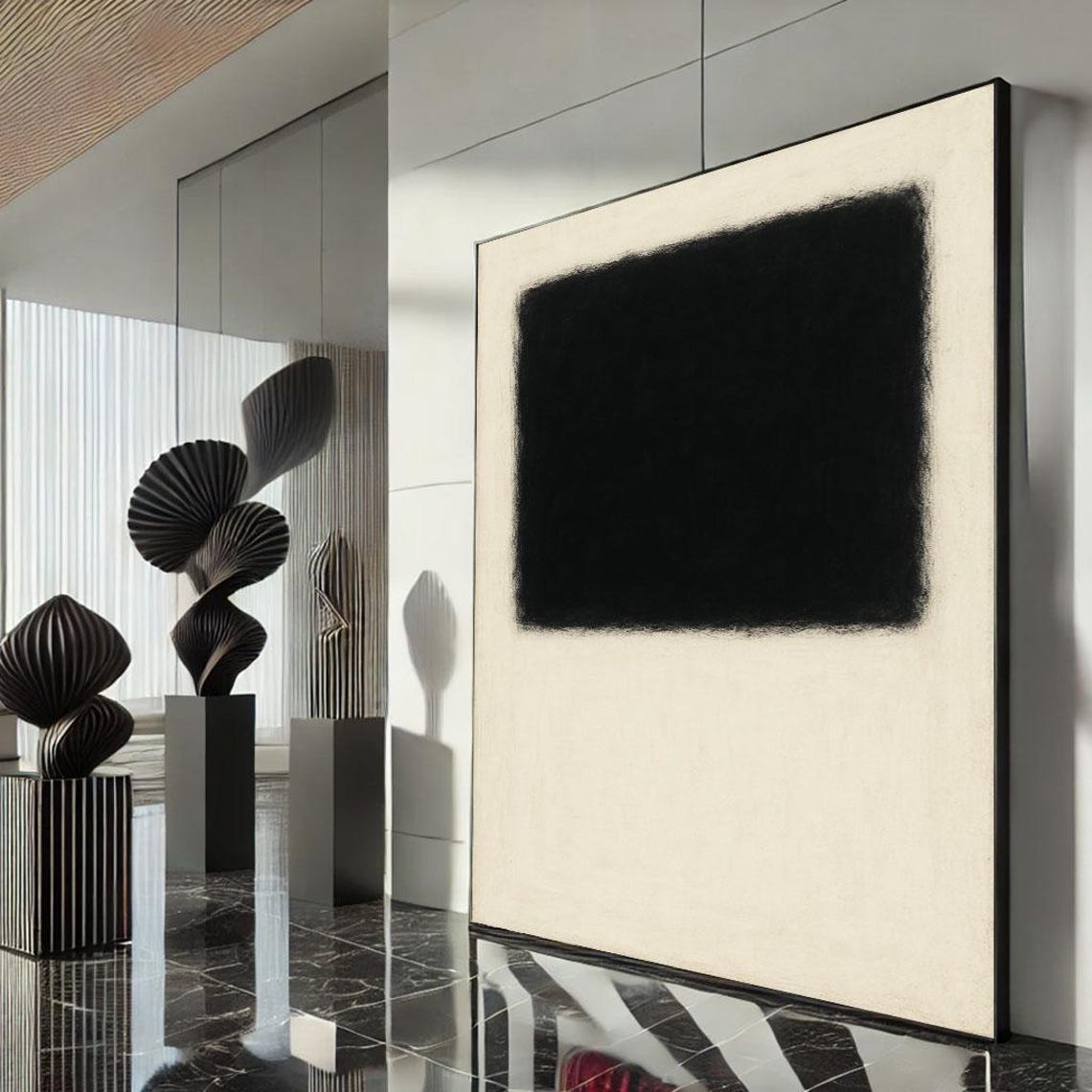 Rothko Style Black Cream Color Field Abstract Modern Art Poster