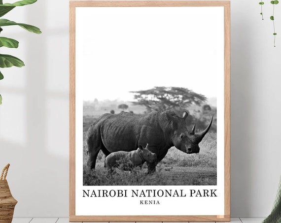 Nairobi National Park Travel Poster, Minimalist Wall Art
