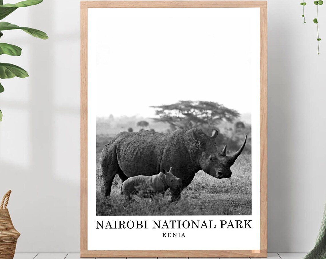 Nairobi National Park Travel Poster, Minimalist Wall Art