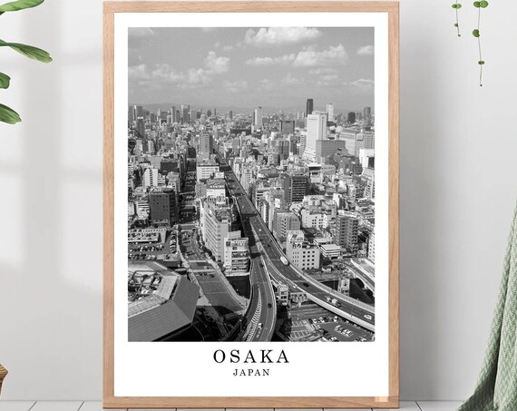 Osaka Japan Aerial Cityscape With Elevated Highway Travel Poster