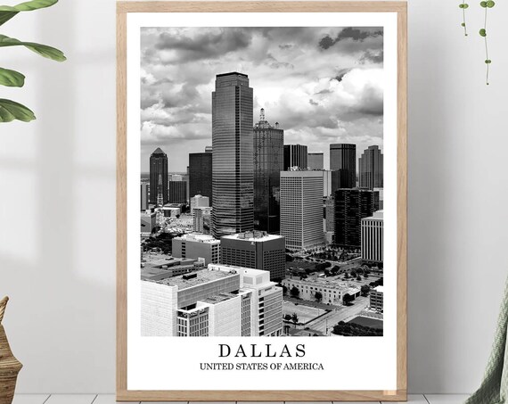 Dallas Texas Downtown Skyline Towers Black And White City Poster