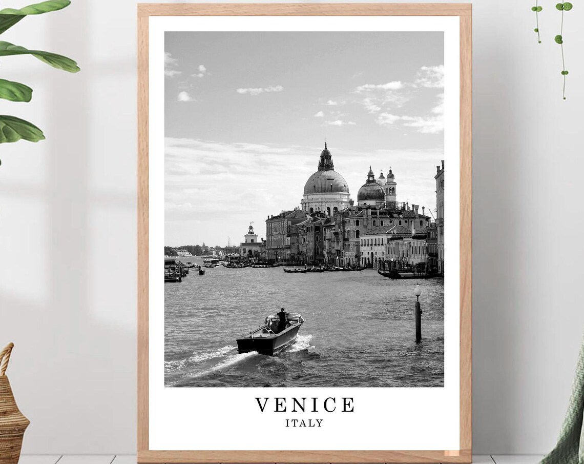 Venice Grand Canal Salute Basilica Black And White Italy Poster