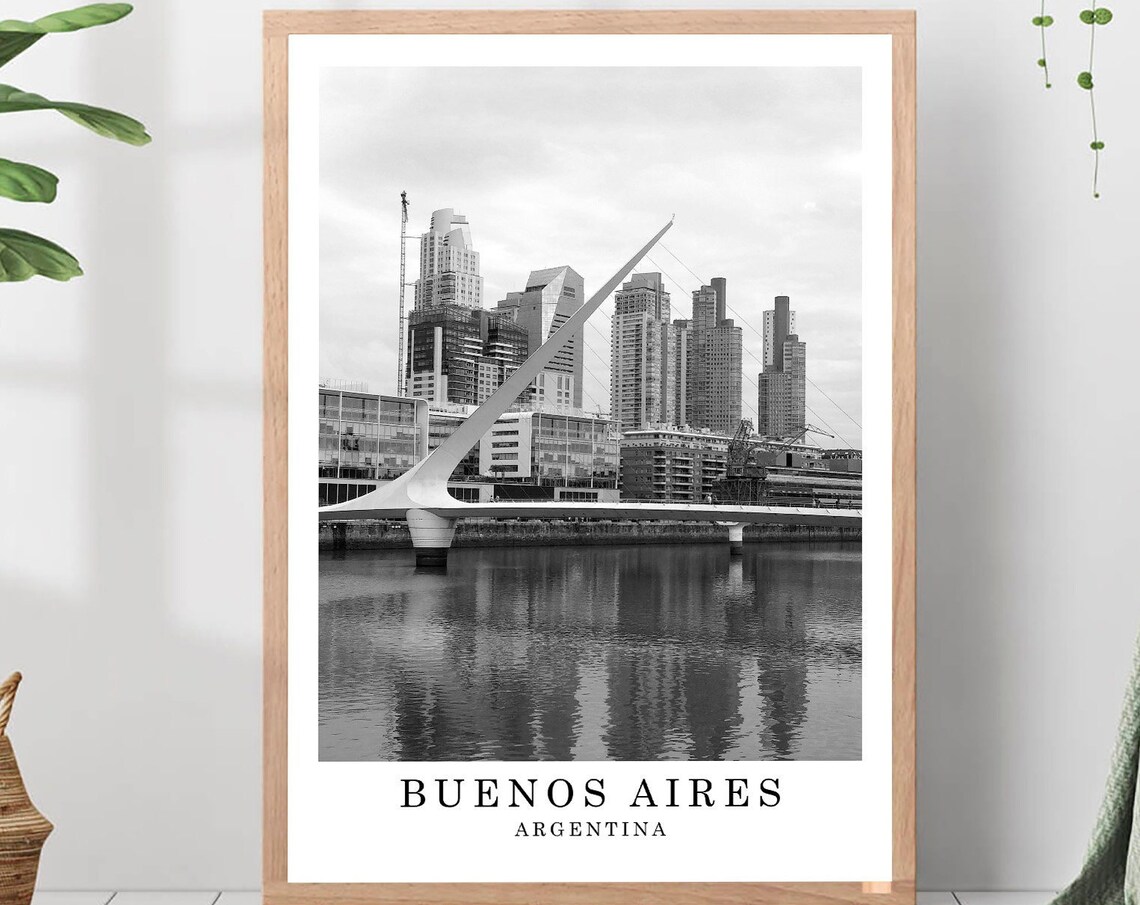 Buenos Aires Puerto Madero Bridge Cityscape Argentina Travel Poster