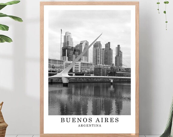 Buenos Aires Travel Poster Black And White Photo City Landmark Wall Art Print Gift
