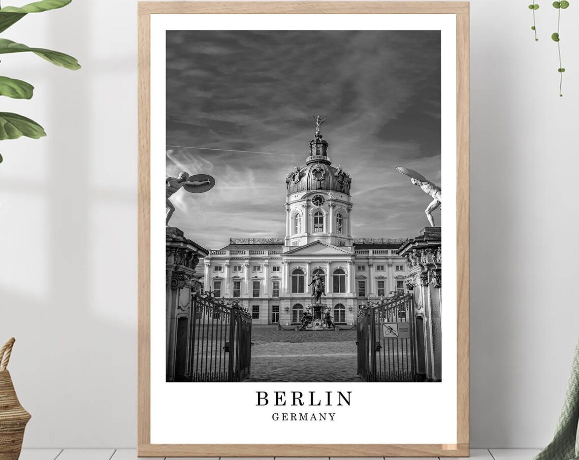 Berlin Germany Charlottenburg Palace Gate Black And White Photo Poster