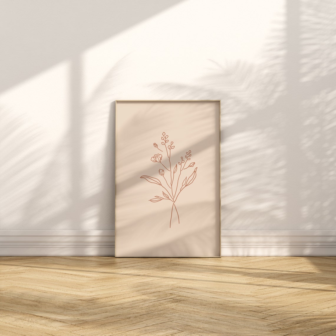 Terracotta Wildflower Line Art Botanical Minimalist Boho Print - Image 3