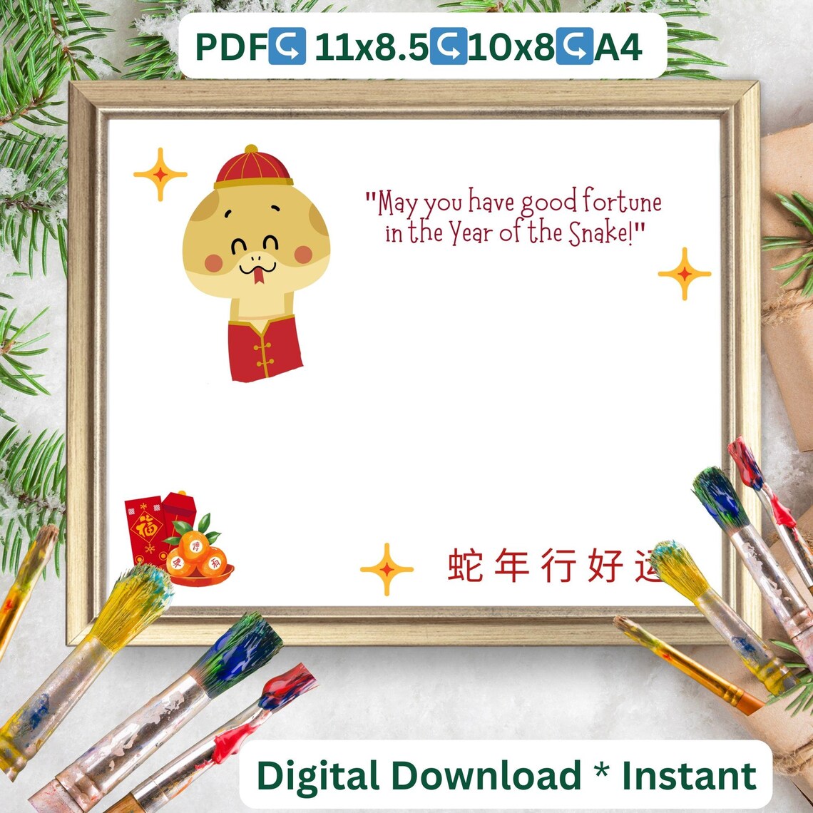 Chinese New Year Handprint Craft, Lunar New Year Poem - Image 2