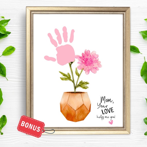 Mothers Day Flower Handprint Craft Blossom Bouquet Footprint Sign Kids Keepsake All About My Mom Activity Prek Toddler Teacher Resources