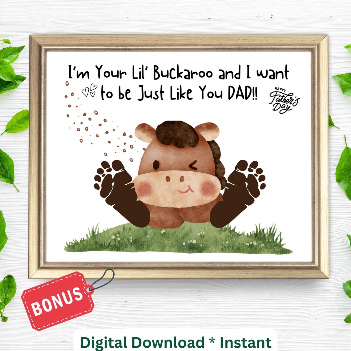 Father's Day Footprint Craft, Lil Buckaroo Art Print