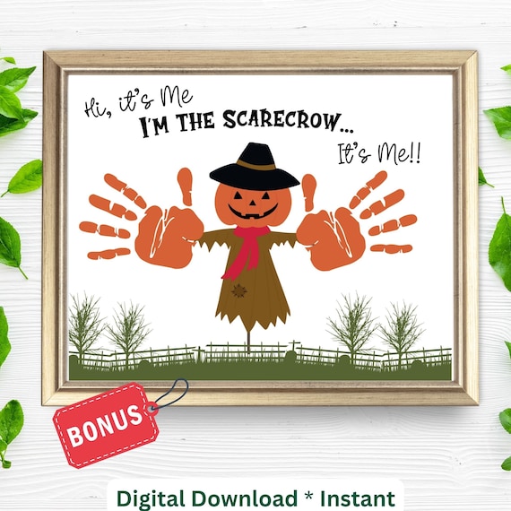 Hi Its Me Scarecrow Halloween Handprint Art Fall Kids Craft Poster