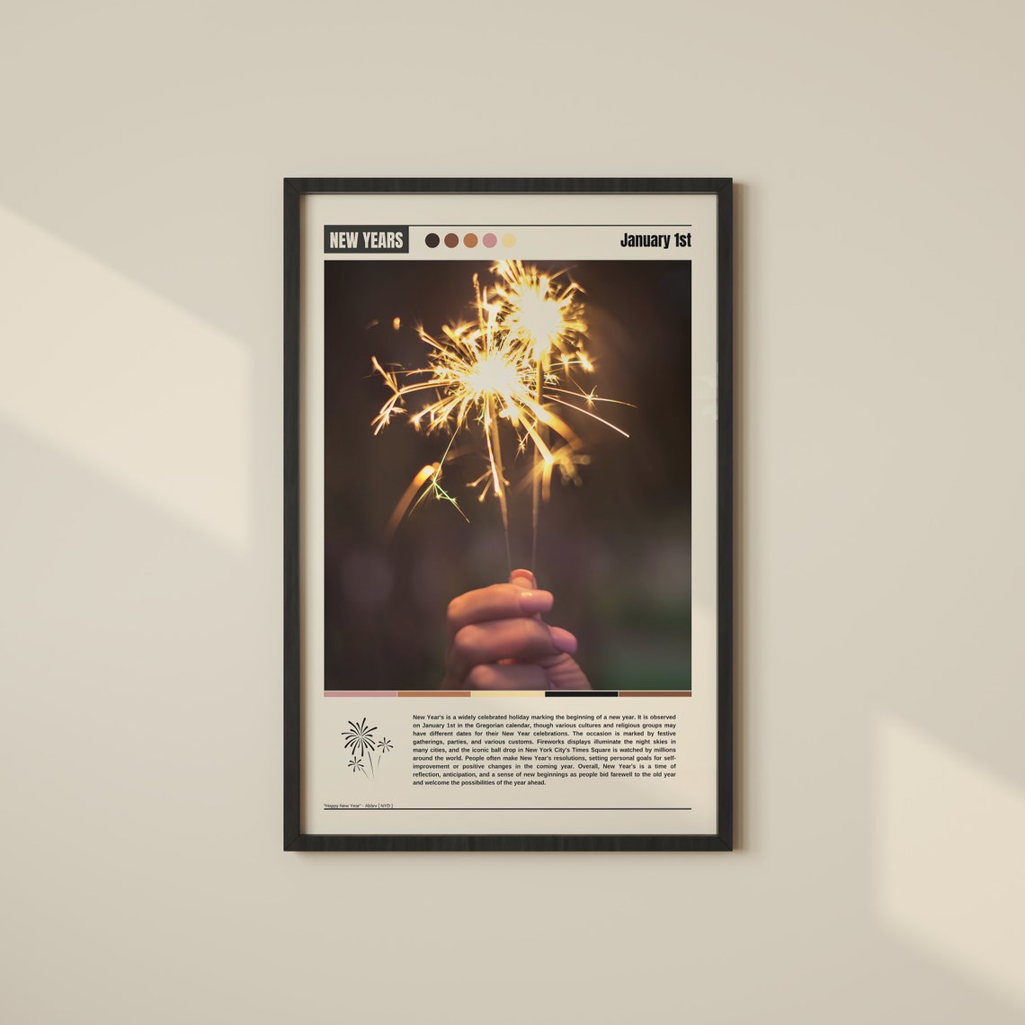 New Years January 1st Hand Holding Sparklers Night Celebration Poster