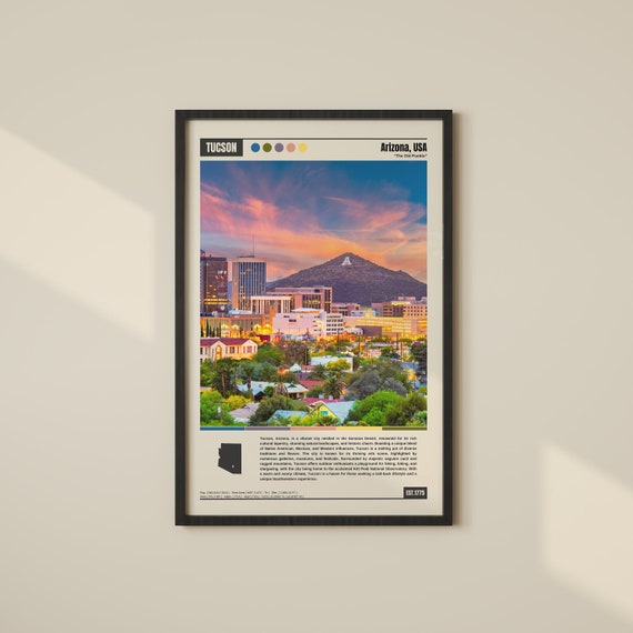 Tucson Arizona Travel Poster, Southwest Decor