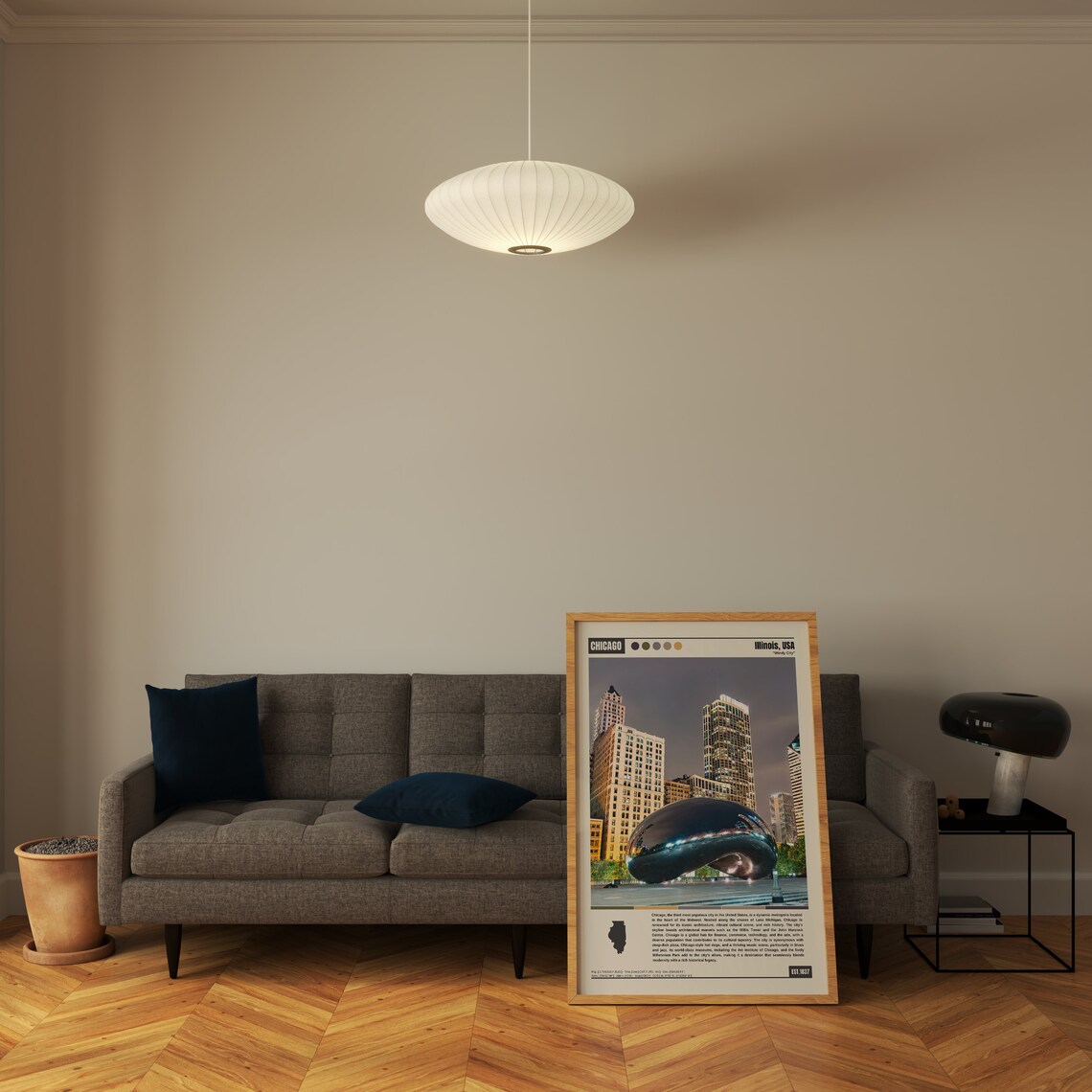 Chicago Illinois Windy City Cloud Gate Bean Dusk Skyline Poster - Image 5
