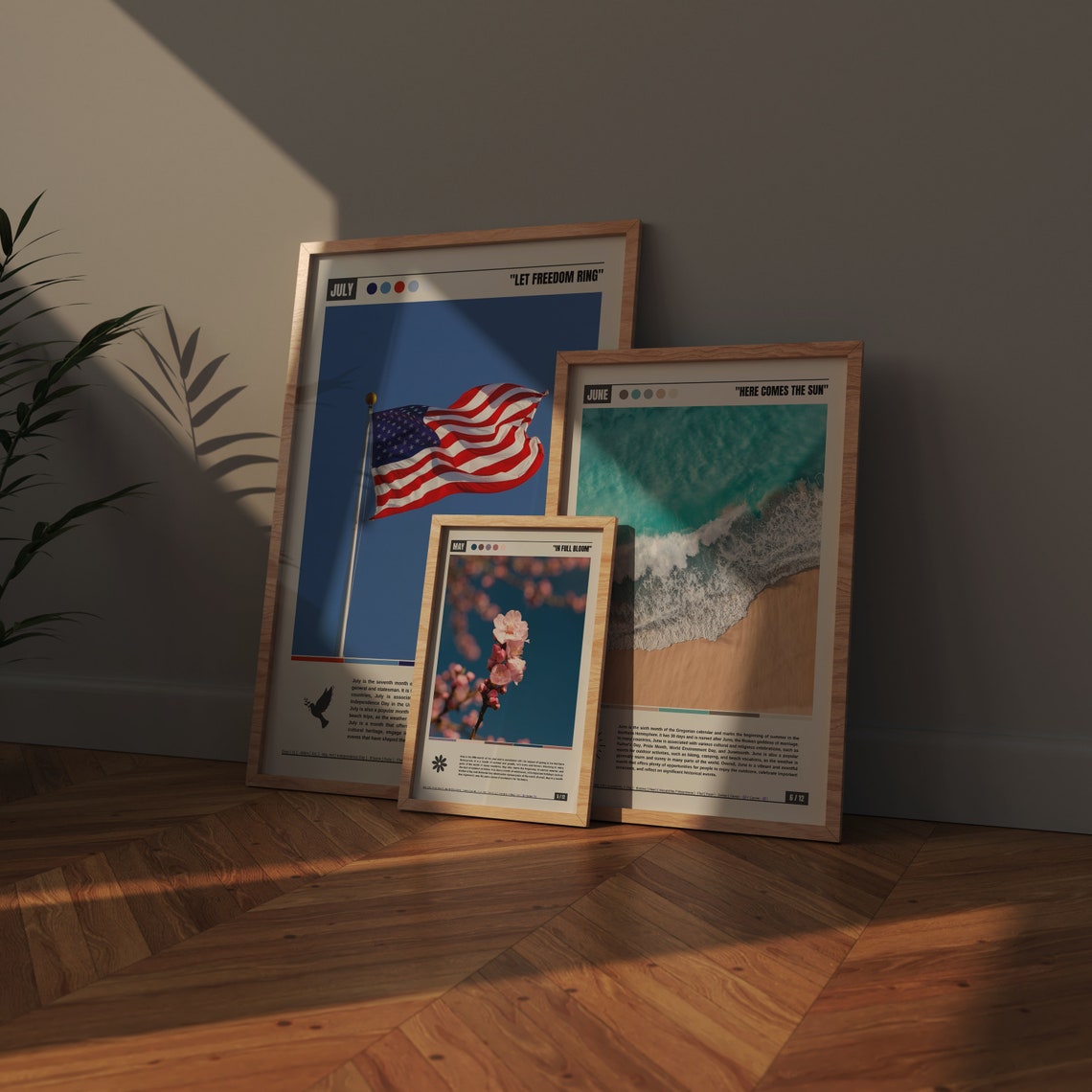 June Here Comes the Sun Turquoise Waves Aerial Beach Scene Poster - Image 4
