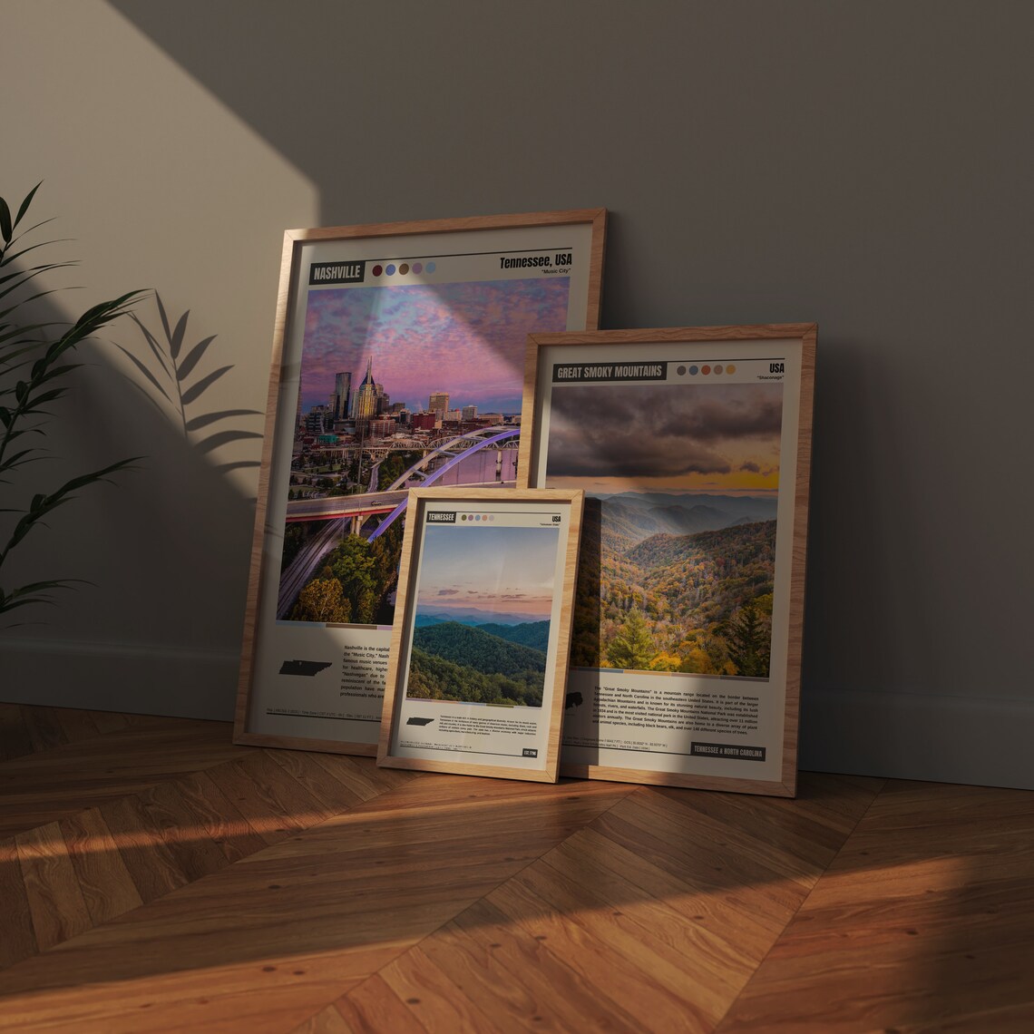 Tennessee Volunteer State Smoky Mountains Layered Sunset Poster - Image 4