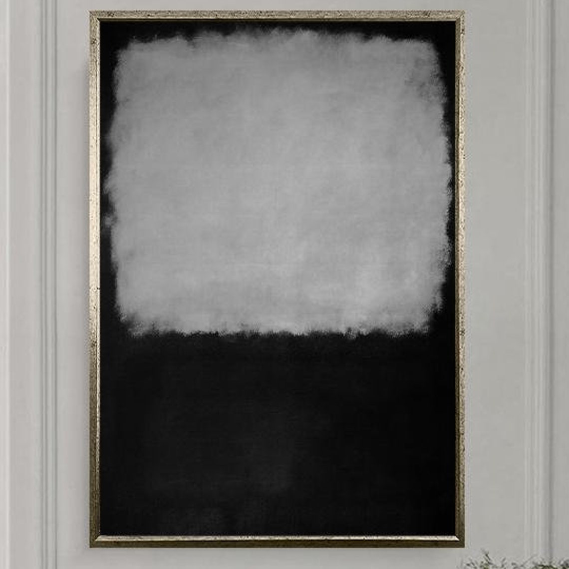 Monochrome Abstract Color Field Painting Gray on Black Poster