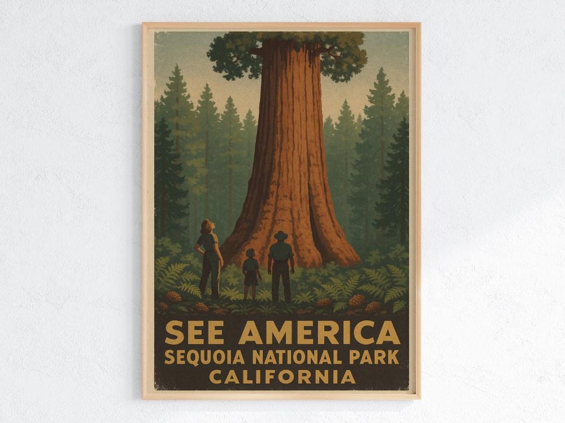 Sequoia National Park California See America WPA Vintage Travel Poster
