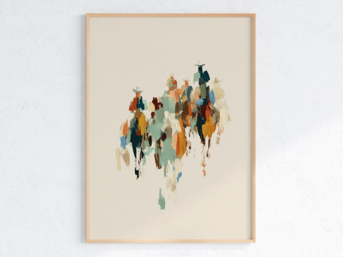 Abstract Cowboy Herd Western Wall Art Print