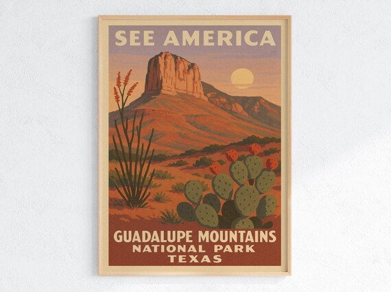 Guadalupe Mountains National Park See America Texas WPA Poster
