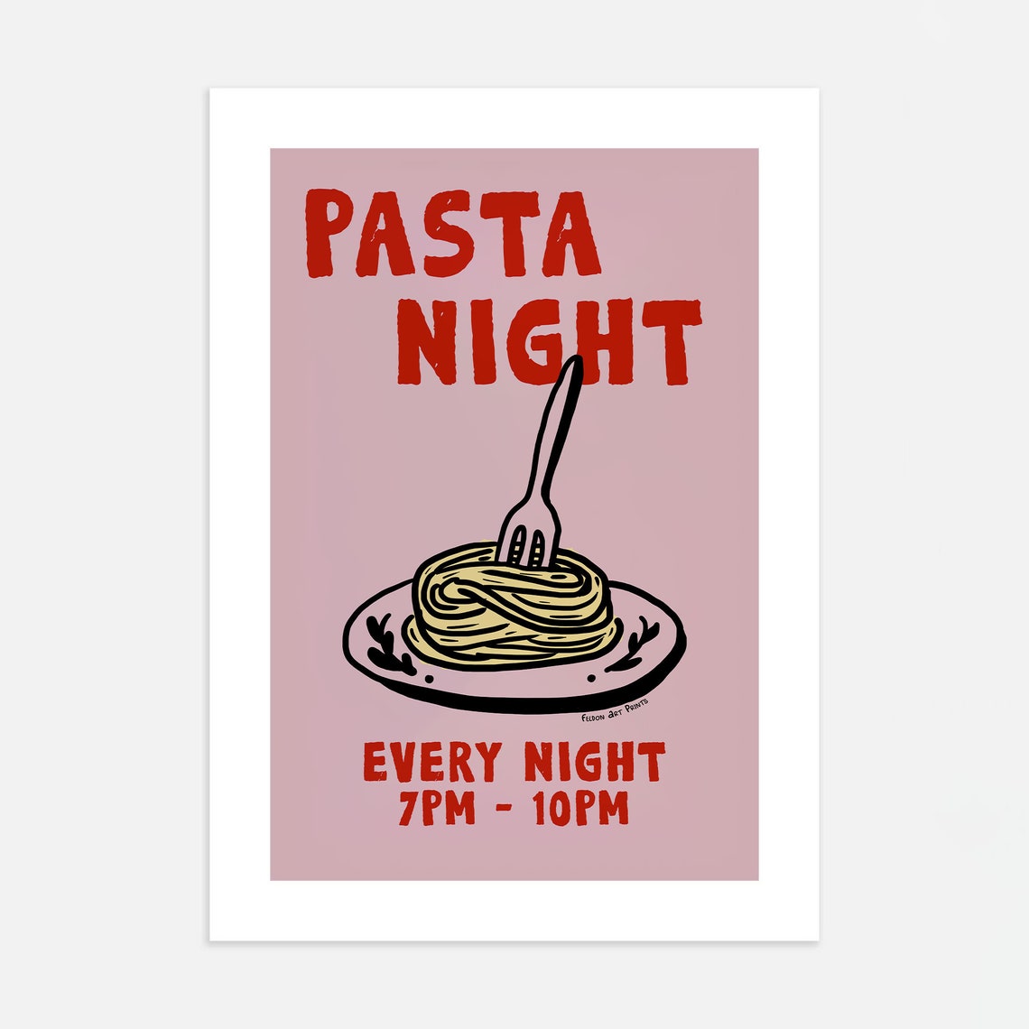 Pasta Night Every Night Pink Retro Spaghetti Kitchen Trendy Poster - Image 4