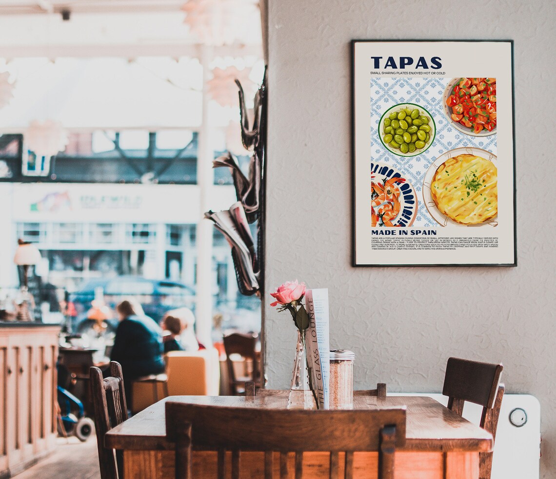 Tapas Art Print, Spain Cuisine Kitchen Decor - Image 4