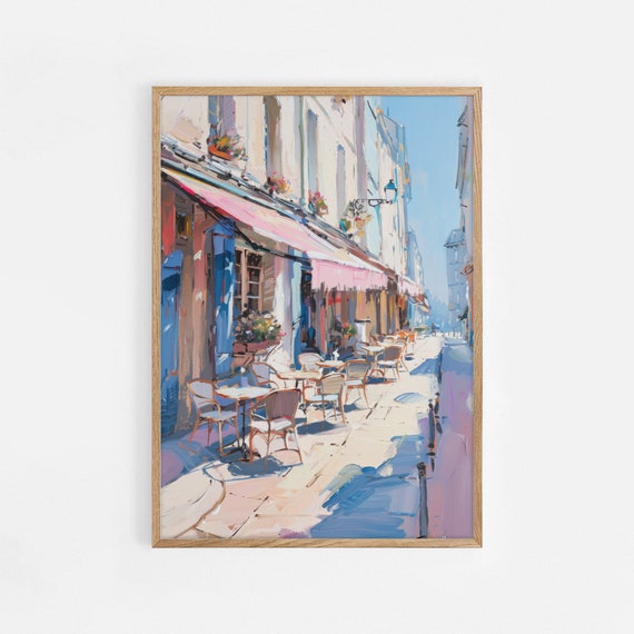 France Coffee Street Art Print Print Instant Oil Painting Vintage Home Decor Interior Decoration