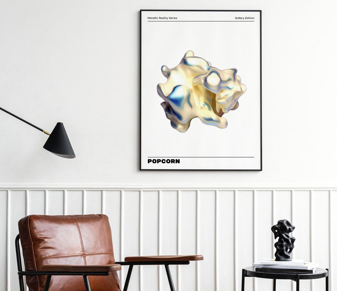 Holographic Metallic Popcorn Sculpture Pop Art Gallery Poster - Image 2