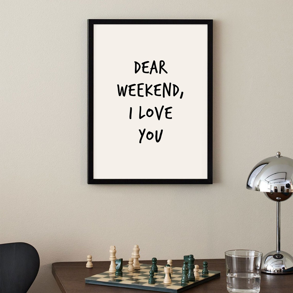 Dear Weekend I Love You Hand Lettered Funny Quote Cream Poster - Image 3