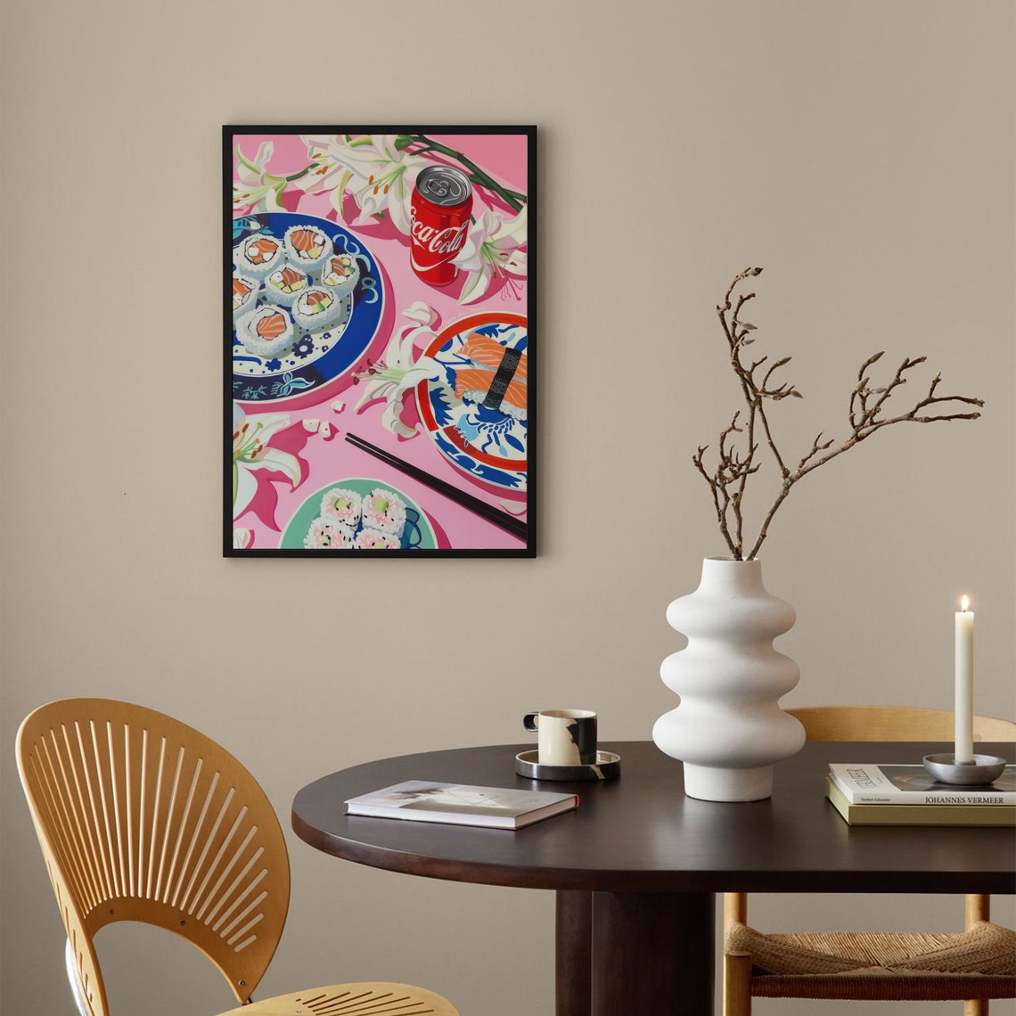Sushi Rolls Coca Cola Pink Pop Art Colorful Kitchen Food Poster - Image 4