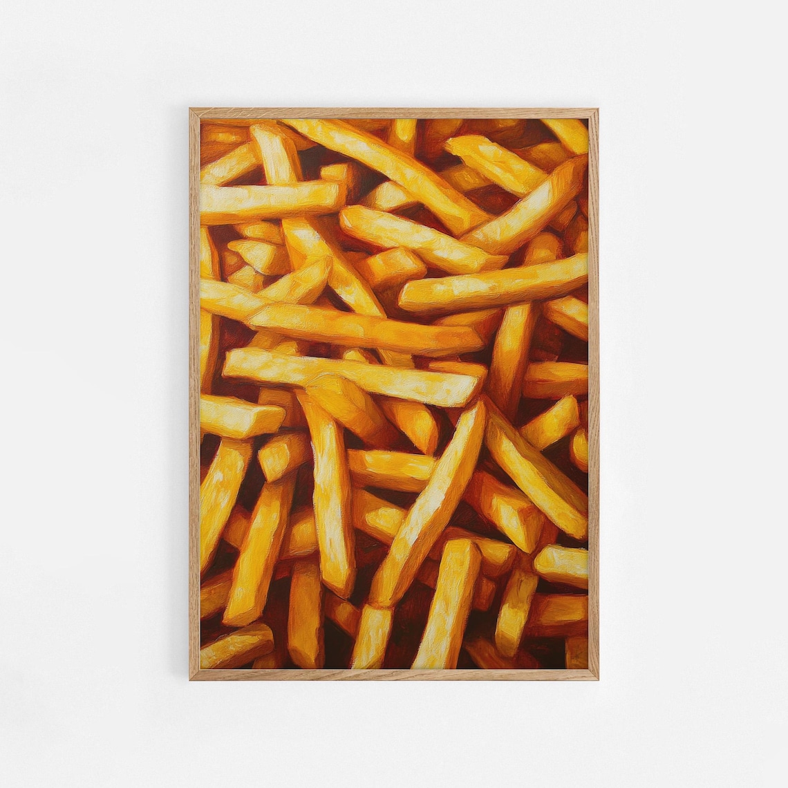 Golden French Fries Oil Painting Poster Fun Pop Art Kitchen Decor