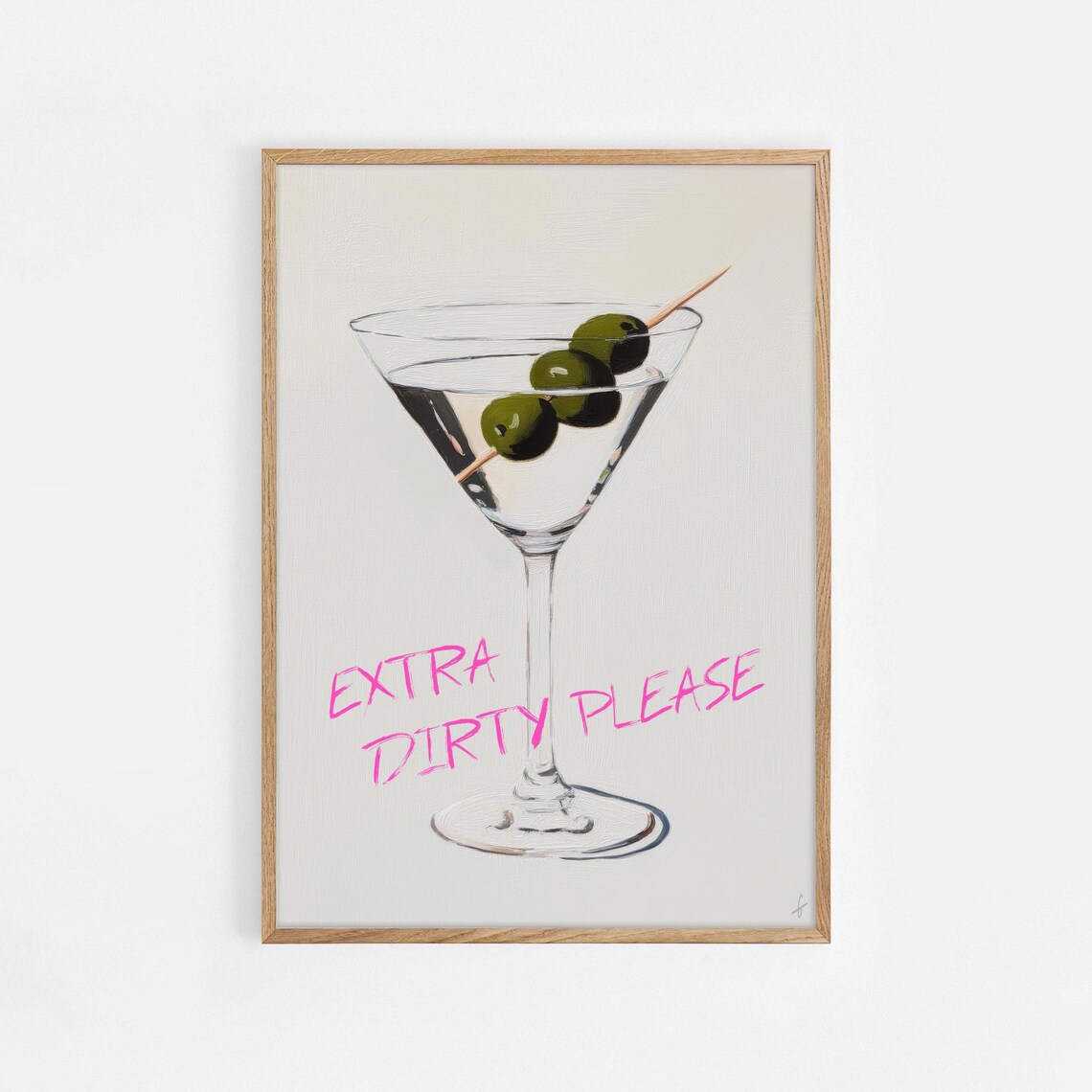 Extra Dirty Please Cocktail Print Pink Wall Art Bar Retro Poster 958
