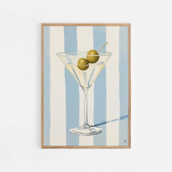 Print Bar Cart Art Cocktail Decor Apartment