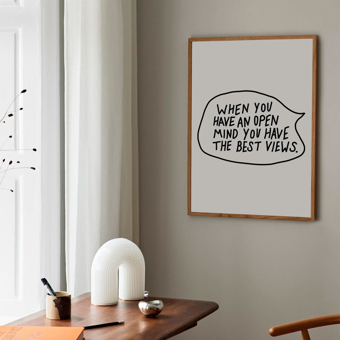 Open Mind Best Views Inspirational Hand Lettered Quote Poster - Image 3