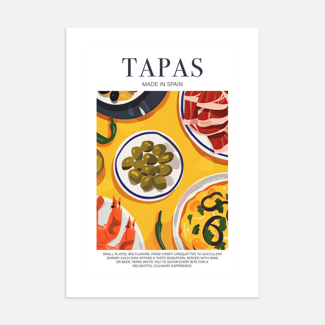 Tapas Made In Spain Spanish Food Illustration Kitchen Wall Poster - Image 3