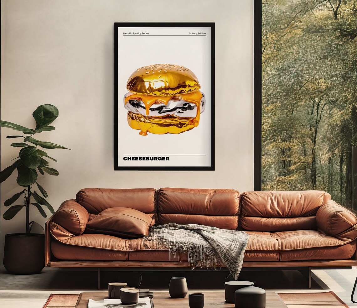 Cheeseburger Modern Food Art Print, Kitchen Decor - Image 4